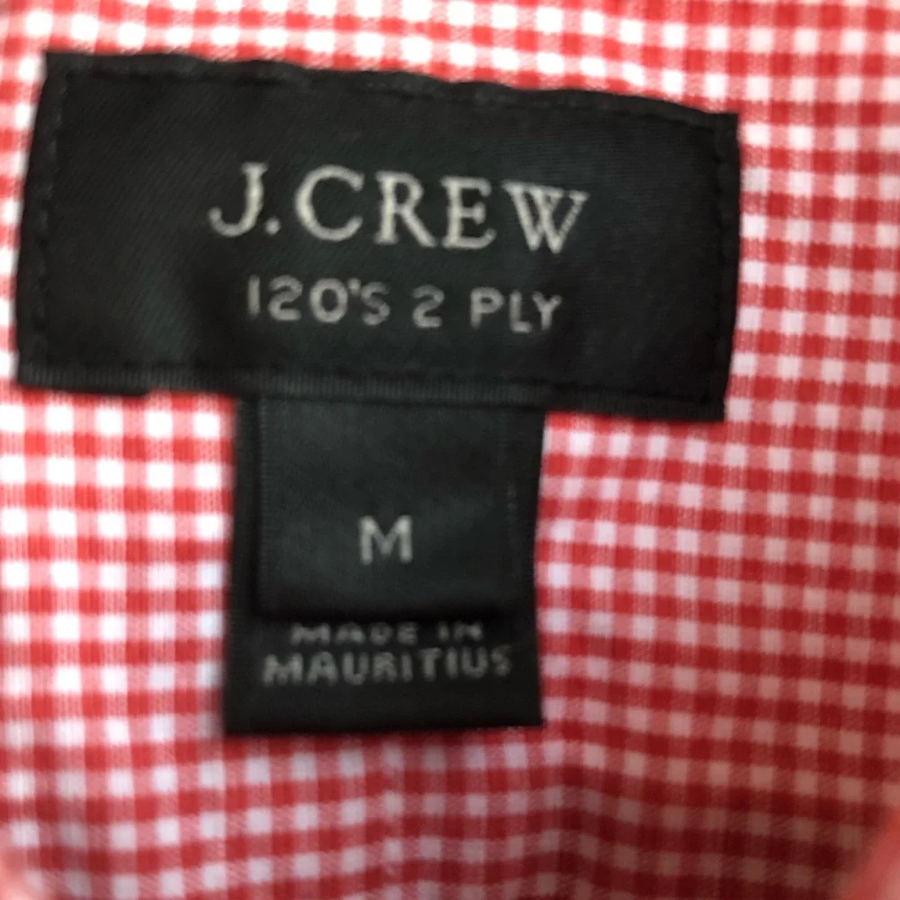 J.Crew Ludlow Slim Dress Shirt M Red Gingham Linen